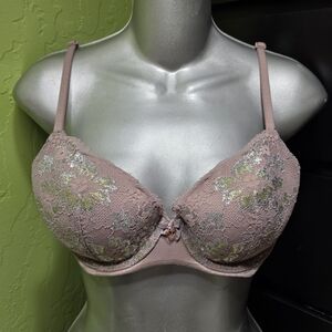 Victoria's Secret Body by Victoria Lined Demi Bra 34C Lacy Mauve